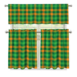 St. Patrick's Day Buffalo Check Print 3 Piece Kitchen Curtains