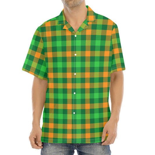 St. Patrick's Day Buffalo Check Print Aloha Shirt