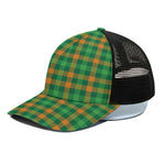 St. Patrick's Day Buffalo Check Print Black Mesh Trucker Cap