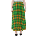 St. Patrick's Day Buffalo Check Print Chiffon Maxi Skirt