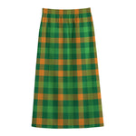 St. Patrick's Day Buffalo Check Print Cotton Front Slit Maxi Skirt