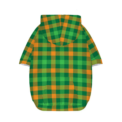 St. Patrick's Day Buffalo Check Print Dog Zip Up Hoodie