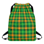 St. Patrick's Day Buffalo Check Print Drawstring Backpack