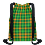 St. Patrick's Day Buffalo Check Print Drawstring Backpack