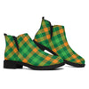 St. Patrick's Day Buffalo Check Print Flat Ankle Boots