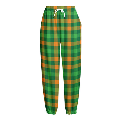 St. Patrick's Day Buffalo Check Print Fleece Lined Knit Pants