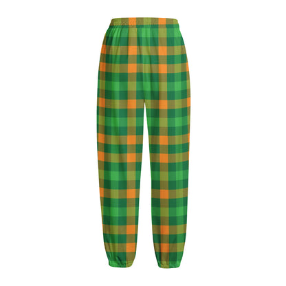St. Patrick's Day Buffalo Check Print Fleece Lined Knit Pants
