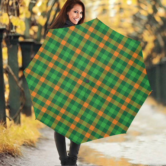 St. Patrick's Day Buffalo Check Print Foldable Umbrella