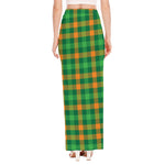St. Patrick's Day Buffalo Check Print High Slit Maxi Skirt
