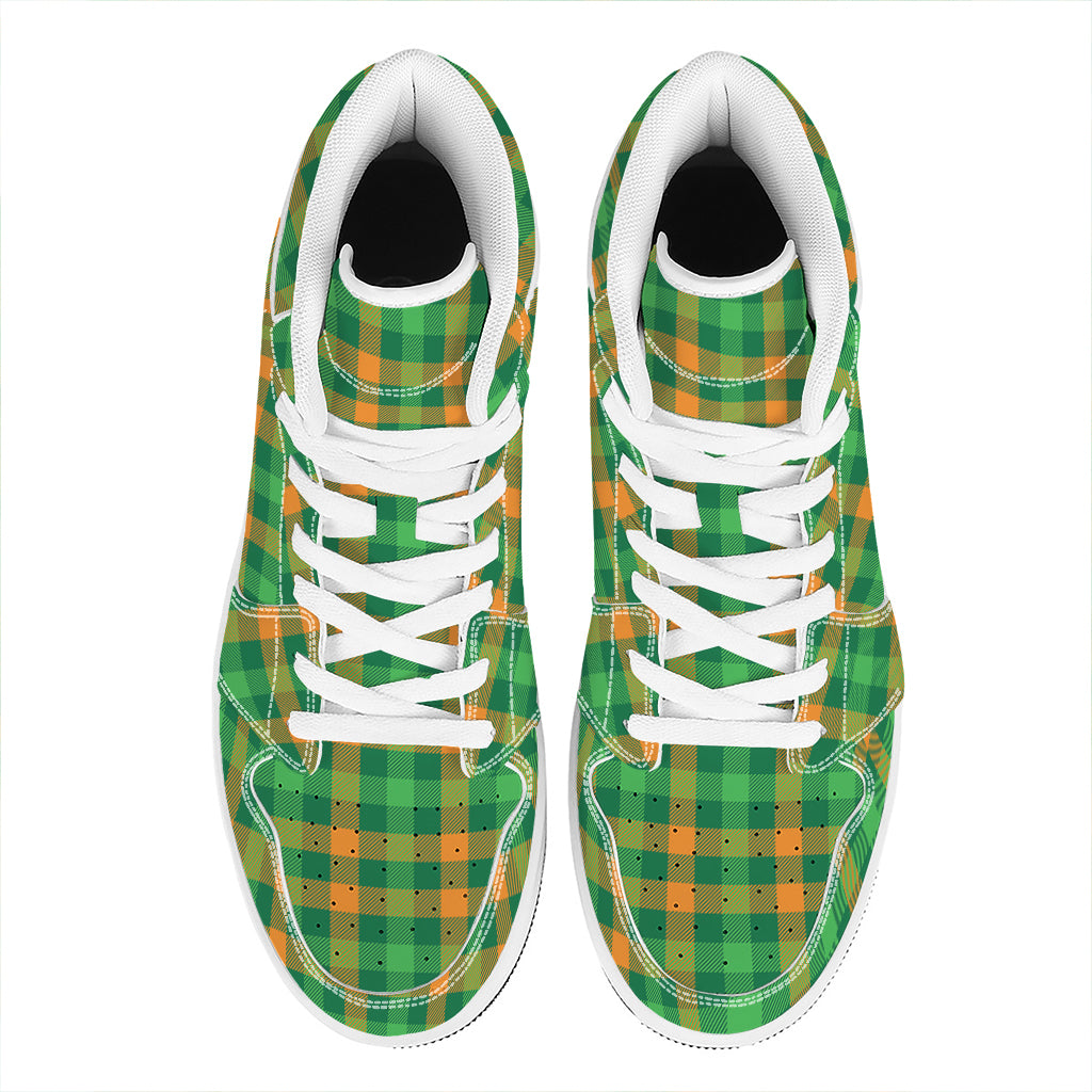 St. Patrick's Day Buffalo Check Print High Top Leather Sneakers