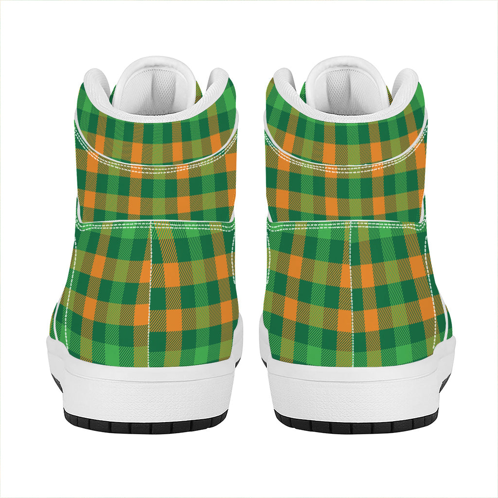 St. Patrick's Day Buffalo Check Print High Top Leather Sneakers