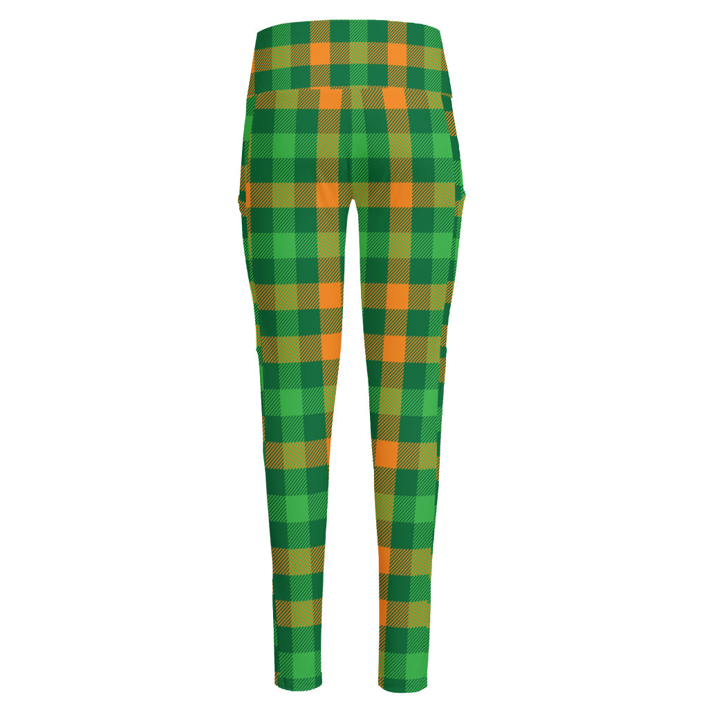 St. Patrick's Day Buffalo Check Print High-Waisted Pocket Leggings