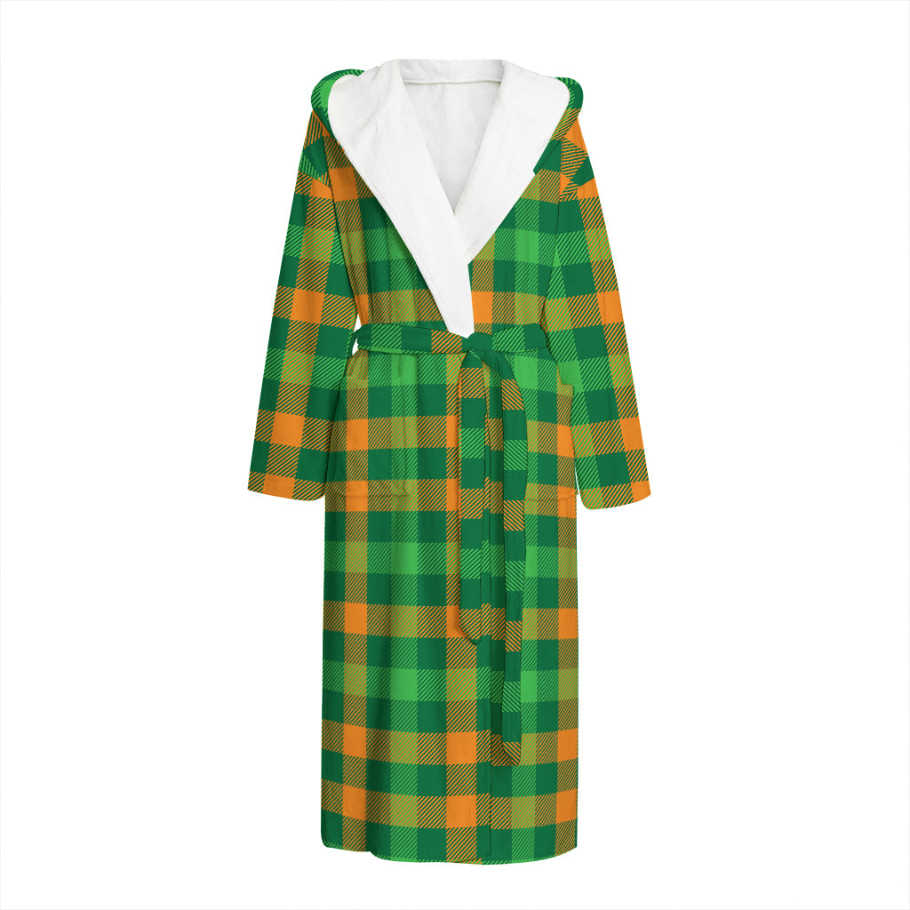 St. Patrick's Day Buffalo Check Print Hooded Bathrobe