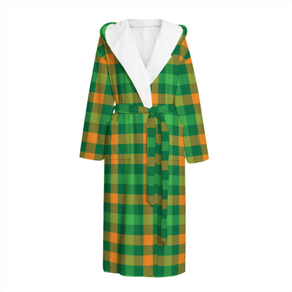 St. Patrick's Day Buffalo Check Print Hooded Bathrobe