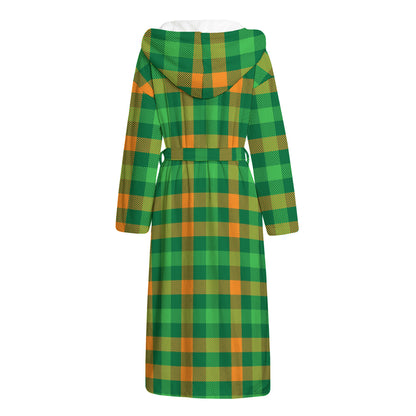 St. Patrick's Day Buffalo Check Print Hooded Bathrobe