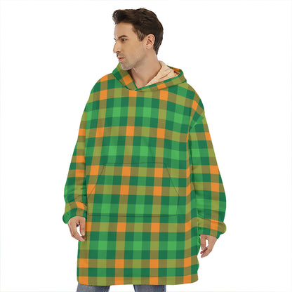 St. Patrick's Day Buffalo Check Print Hoodie Blanket