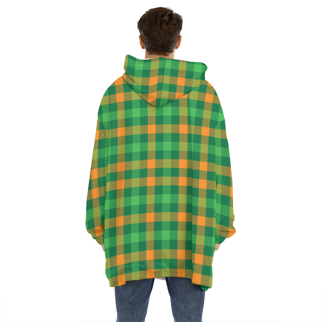 St. Patrick's Day Buffalo Check Print Hoodie Blanket