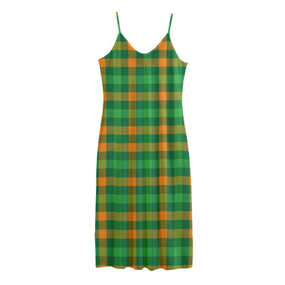St. Patrick's Day Buffalo Check Print Jersey Midi Cami Dress