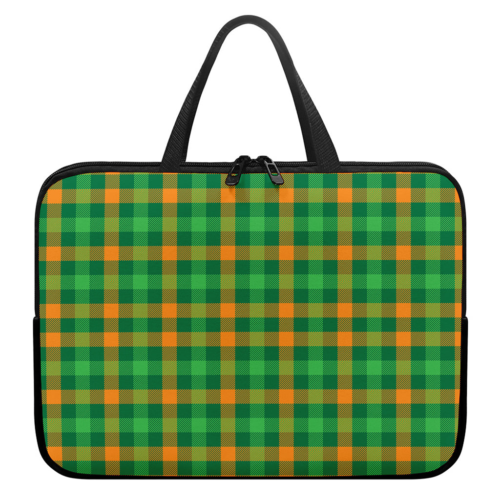 St. Patrick's Day Buffalo Check Print Laptop Sleeve With Handle