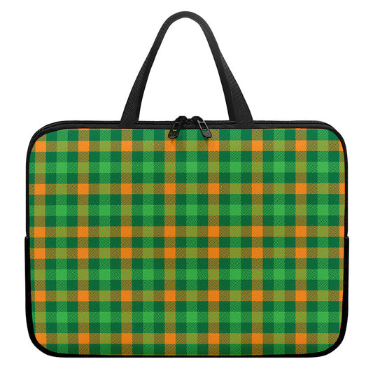St. Patrick's Day Buffalo Check Print Laptop Sleeve With Handle
