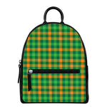 St. Patrick's Day Buffalo Check Print Leather Backpack