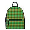 St. Patrick's Day Buffalo Check Print Leather Backpack