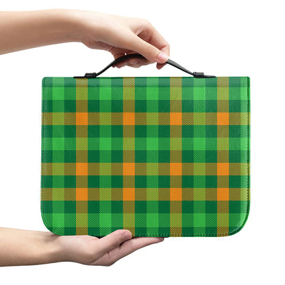 St. Patrick's Day Buffalo Check Print Leather Bible Cover