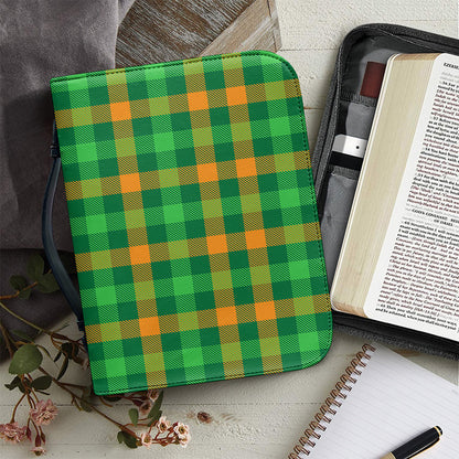 St. Patrick's Day Buffalo Check Print Leather Bible Cover