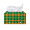 St. Patrick's Day Buffalo Check Print Leather Tissue Box Cover