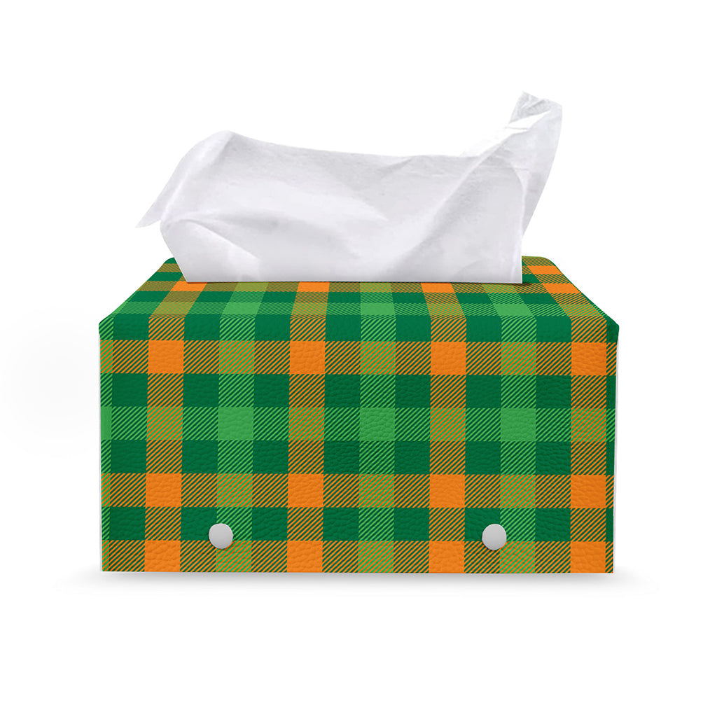St. Patrick's Day Buffalo Check Print Leather Tissue Box Cover