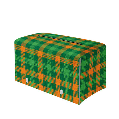 St. Patrick's Day Buffalo Check Print Leather Tissue Box Cover