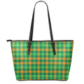 St. Patrick's Day Buffalo Check Print Leather Tote Bag With Zipper