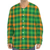 St. Patrick's Day Buffalo Check Print Long Sleeve Baseball Jersey