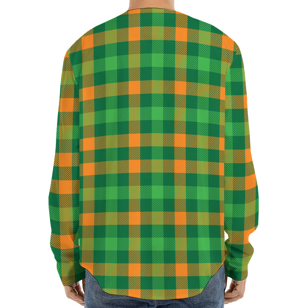 St. Patrick's Day Buffalo Check Print Long Sleeve Baseball Jersey