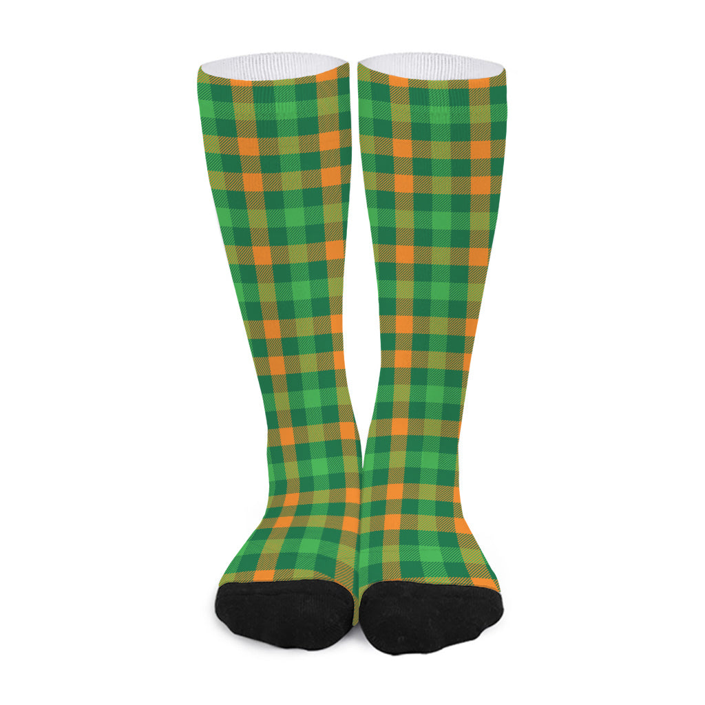 St. Patrick's Day Buffalo Check Print Long Socks