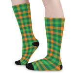 St. Patrick's Day Buffalo Check Print Long Socks