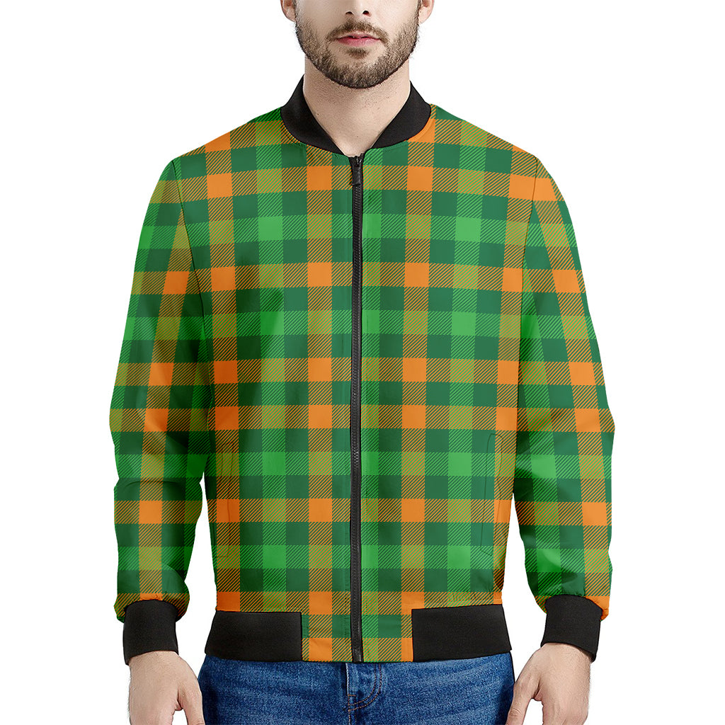 St. Patrick's Day Buffalo Check Print Men's Bomber Jacket