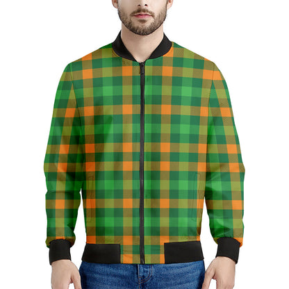St. Patrick's Day Buffalo Check Print Men's Bomber Jacket
