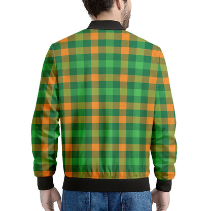 St. Patrick's Day Buffalo Check Print Men's Bomber Jacket