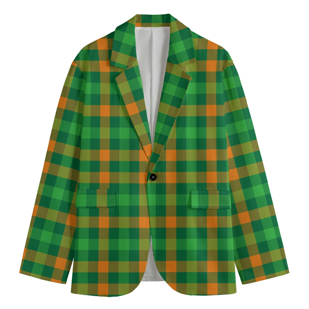 St. Patrick's Day Buffalo Check Print Men's Cotton Blazer