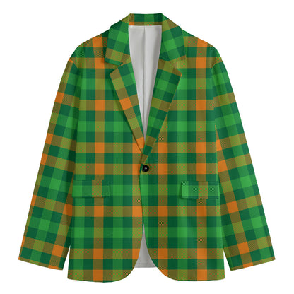 St. Patrick's Day Buffalo Check Print Men's Cotton Blazer