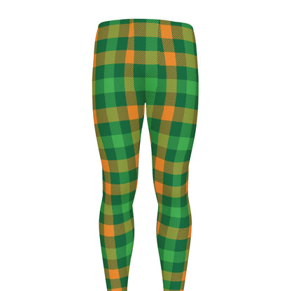 St. Patrick's Day Buffalo Check Print Men's leggings