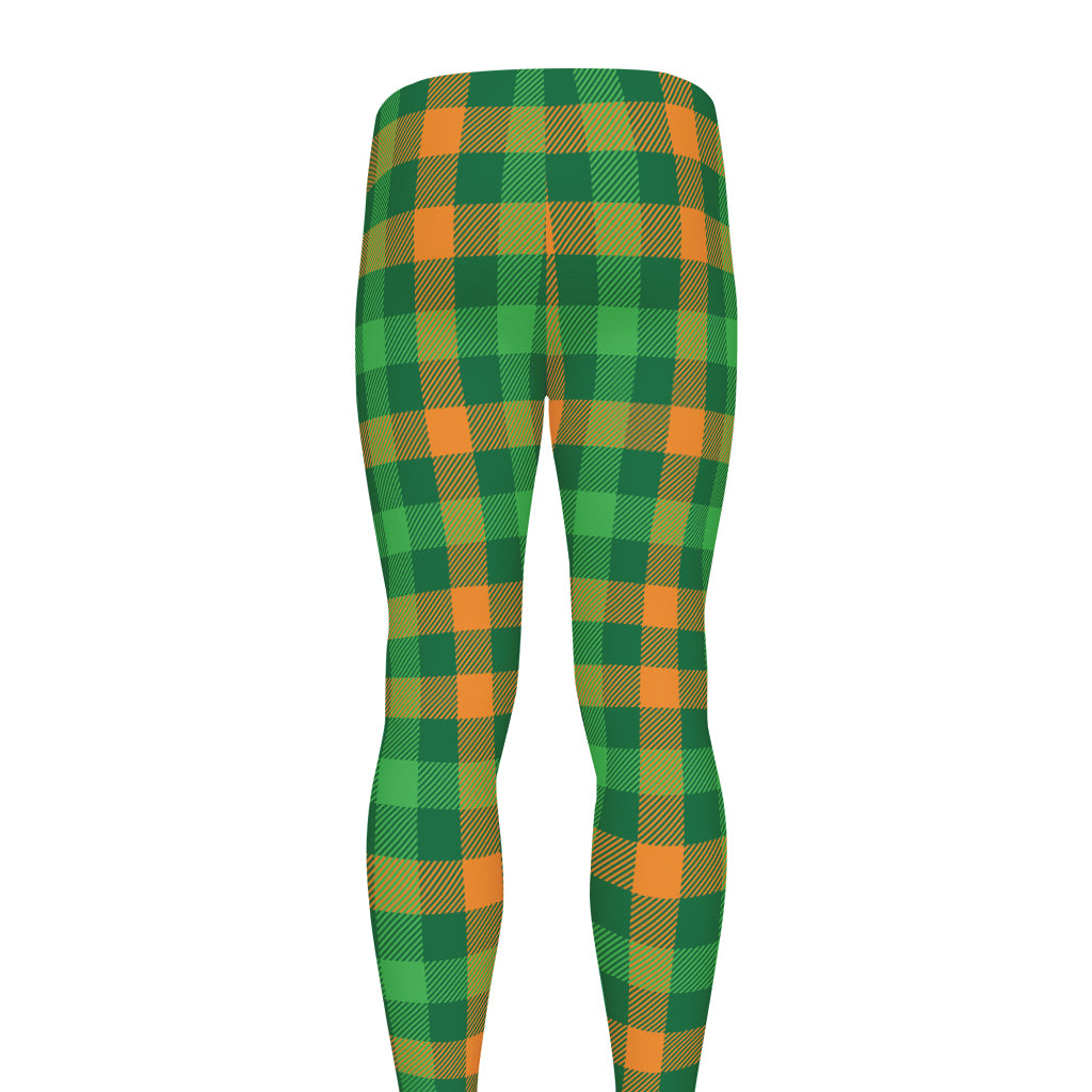 St. Patrick's Day Buffalo Check Print Men's leggings