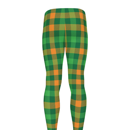 St. Patrick's Day Buffalo Check Print Men's leggings