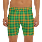 St. Patrick's Day Buffalo Check Print Men's Long Boxer Briefs