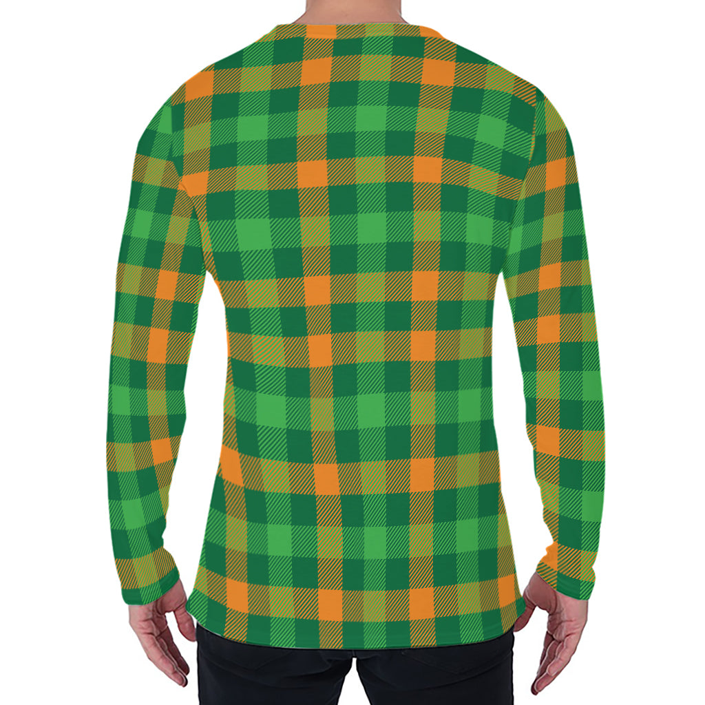 St. Patrick's Day Buffalo Check Print Men's Long Sleeve T-Shirt