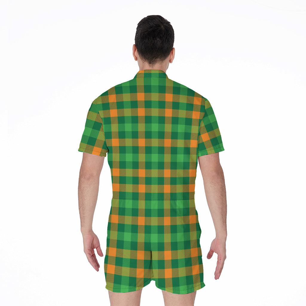 St. Patrick's Day Buffalo Check Print Men's Rompers