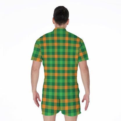 St. Patrick's Day Buffalo Check Print Men's Rompers