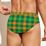 St. Patrick's Day Buffalo Check Print Men's Swim Briefs