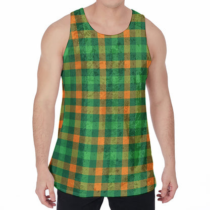 St. Patrick's Day Buffalo Check Print Men's Velvet Tank Top